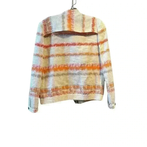 Alice + Olivia Orange Cream Stripped Aztec Jacket Lightweight Coat Size Medium. - Picture 2 of 14
